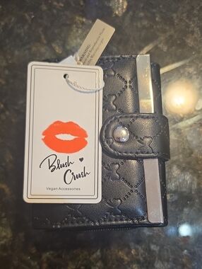 Black Vegan Wallet with Silver Accent